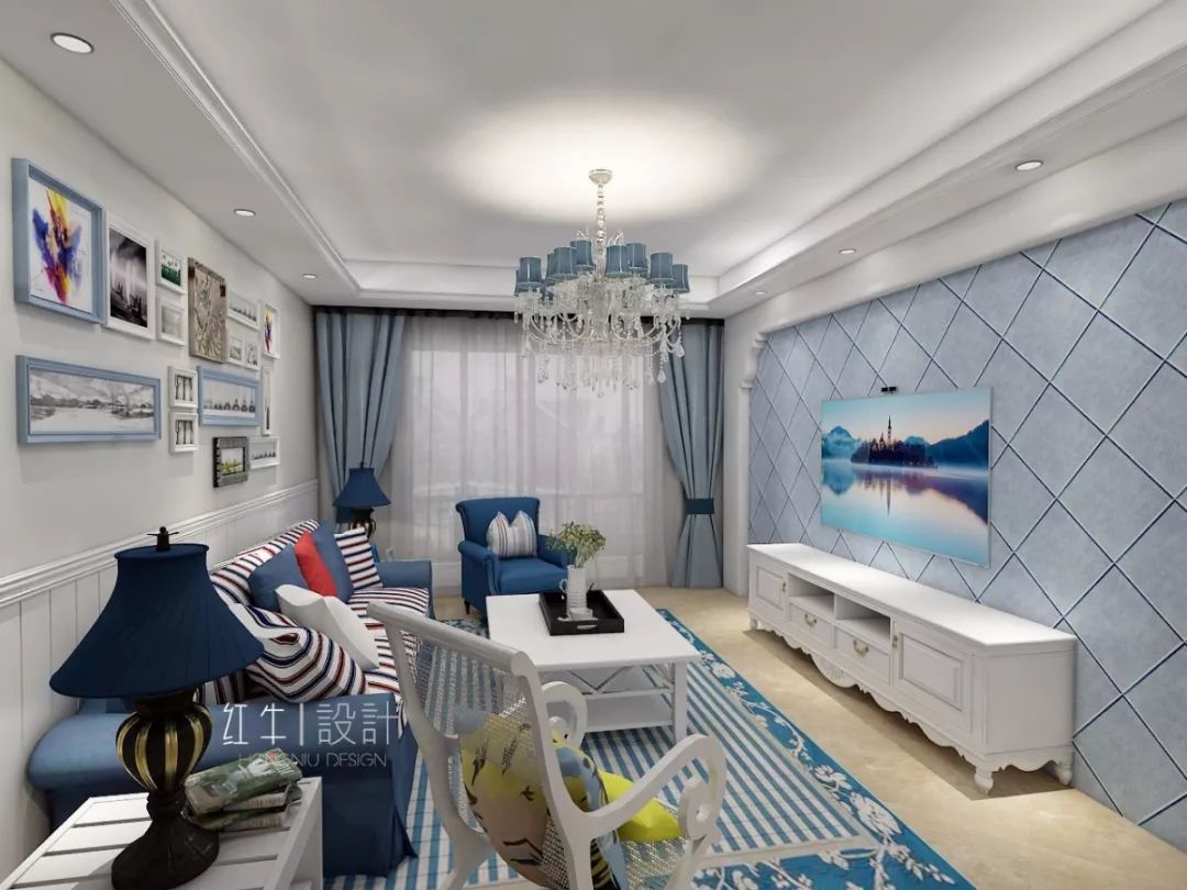 南京燕江府125㎡地中海風(fēng)格 主打藍(lán)白的浪漫情懷03