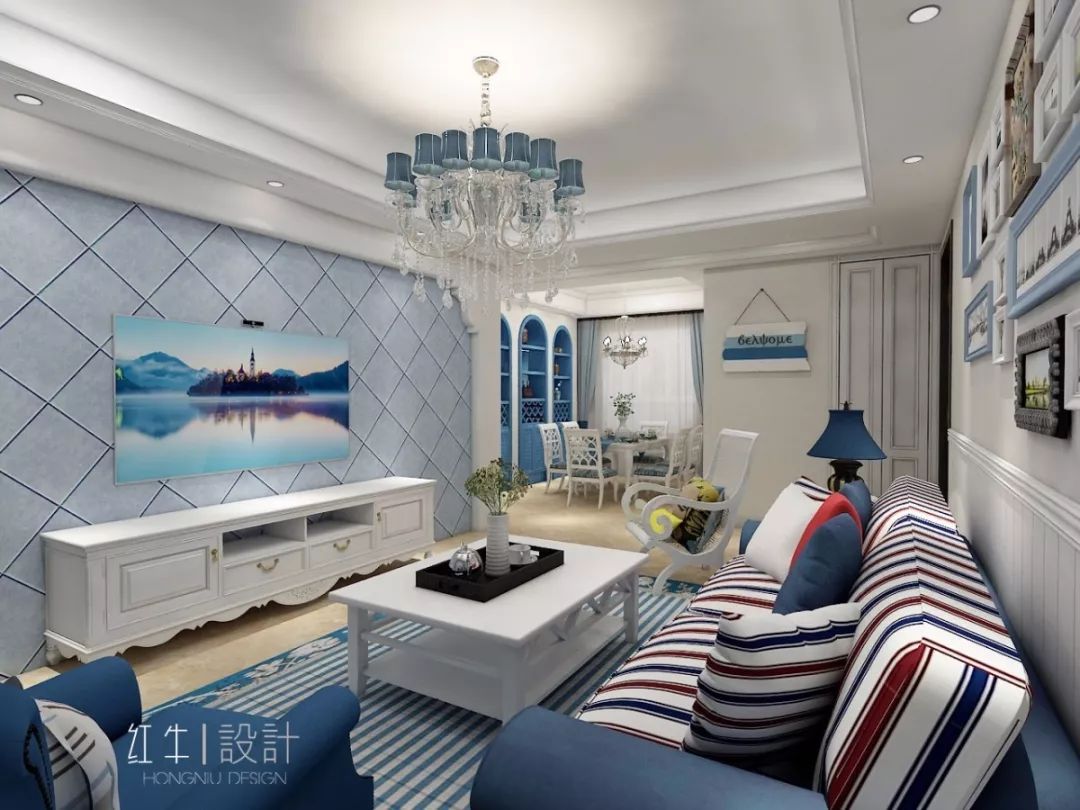 南京燕江府125㎡地中海風(fēng)格 主打藍(lán)白的浪漫情懷04