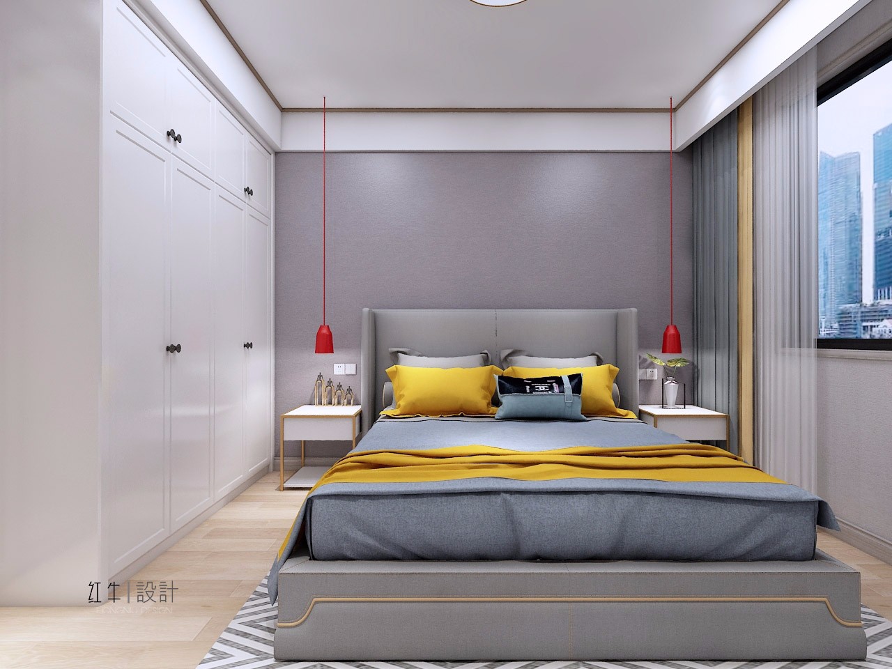 南京保利國際社區(qū)88平米現(xiàn)代簡約風(fēng)格裝修06主臥_水印