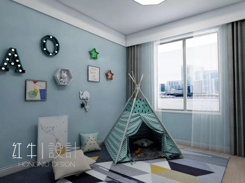 南京保利國(guó)際社區(qū)142平米現(xiàn)代簡(jiǎn)約風(fēng)格裝修08兒童房_水印