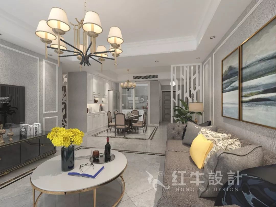 南京老房翻新--即便少掉一個衛(wèi)生間，也要單獨的衣帽間！12仇美蓉_康盛花園115㎡輕奢風格裝修效果圖_客廳