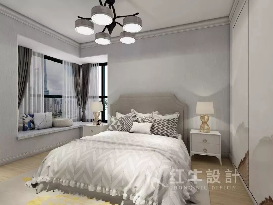 南京老房翻新--即便少掉一個衛(wèi)生間，也要單獨的衣帽間！15仇美蓉_康盛花園115㎡輕奢風格裝修效果圖_主臥