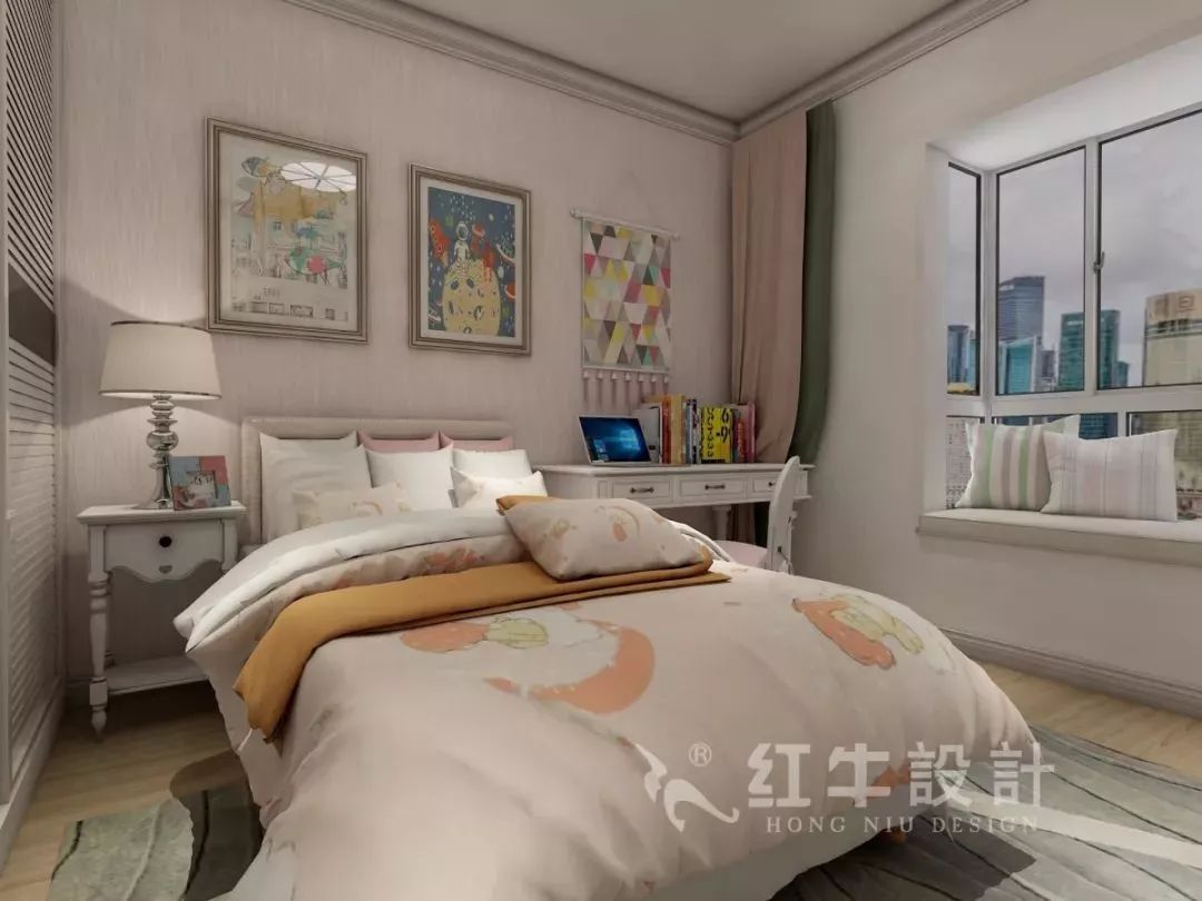 南京老房翻新--即便少掉一個衛(wèi)生間，也要單獨的衣帽間！16仇美蓉_康盛花園115㎡輕奢風格裝修效果圖_次臥