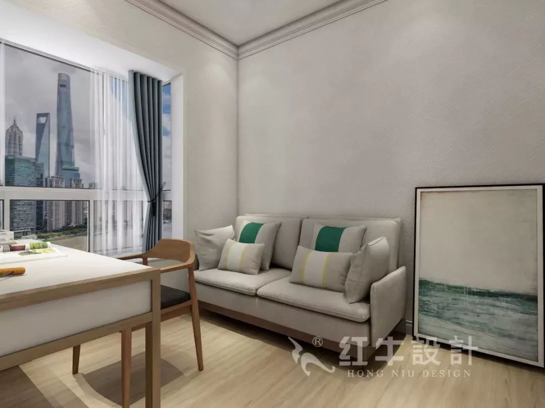 南京老房翻新--即便少掉一個衛(wèi)生間，也要單獨的衣帽間！17仇美蓉_康盛花園115㎡輕奢風格裝修效果圖_書房