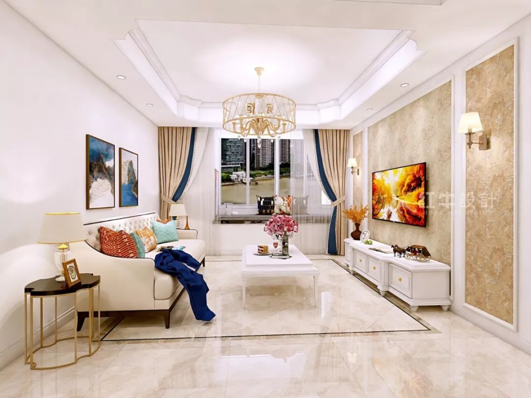 南京恒山花苑106㎡簡歐風格--靜享優(yōu)雅生活07客廳