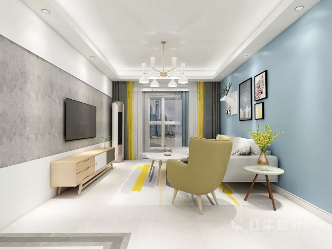 南京萬(wàn)達(dá)茂99㎡北歐風(fēng)格--摒棄繁瑣的裝飾，打造簡(jiǎn)潔明亮的家居空間！04客廳