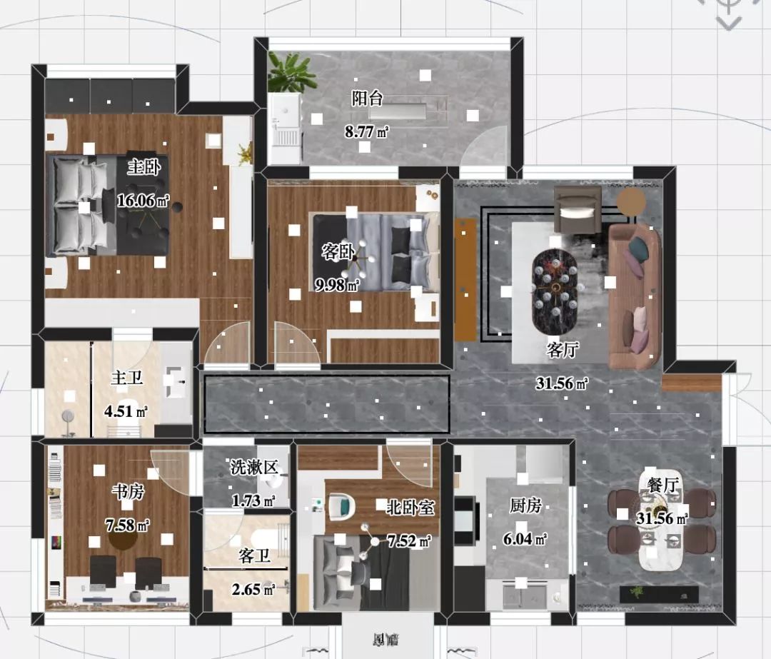 南京海賦尚城122㎡現(xiàn)代風(fēng)格--打造高品質(zhì)時尚家居02平面彩圖