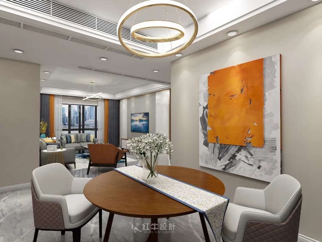 熊皓宇_同曦國際廣場140㎡輕奢風(fēng)格--改善性住房應(yīng)該這樣設(shè)計(jì)06餐廳設(shè)計(jì)_客餐廳