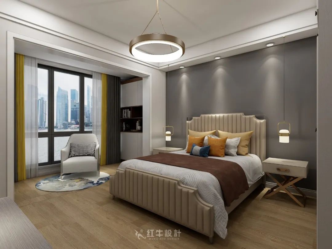 熊皓宇_同曦國際廣場140㎡輕奢風(fēng)格--改善性住房應(yīng)該這樣設(shè)計(jì)09主臥設(shè)計(jì)