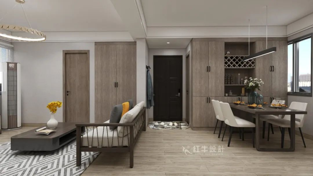 劉萍萍_花崗鴻福城132㎡現(xiàn)代簡約風(fēng)格_兩套小戶型打通變大宅，中西雙廚房+衣帽間打造品質(zhì)生活！05客餐廳