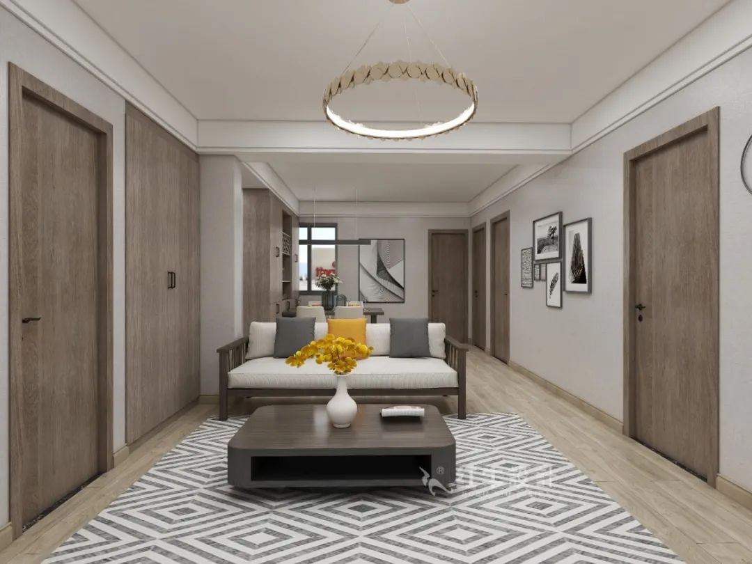 劉萍萍_花崗鴻福城132㎡現(xiàn)代簡約風(fēng)格_兩套小戶型打通變大宅，中西雙廚房+衣帽間打造品質(zhì)生活！06客餐廳