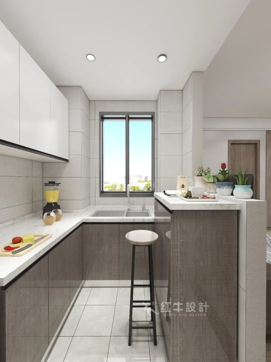 劉萍萍_花崗鴻福城132㎡現(xiàn)代簡約風(fēng)格_兩套小戶型打通變大宅，中西雙廚房+衣帽間打造品質(zhì)生活！08開放式廚房