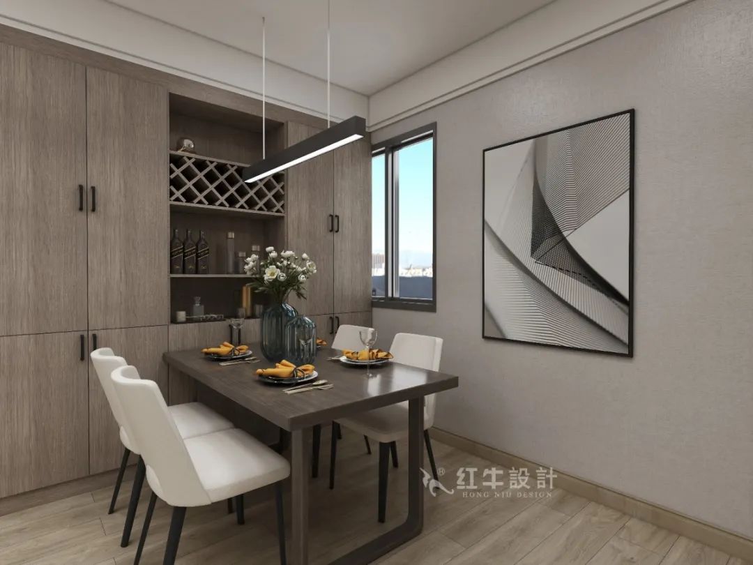 劉萍萍_花崗鴻福城132㎡現(xiàn)代簡約風(fēng)格_兩套小戶型打通變大宅，中西雙廚房+衣帽間打造品質(zhì)生活！09餐廳