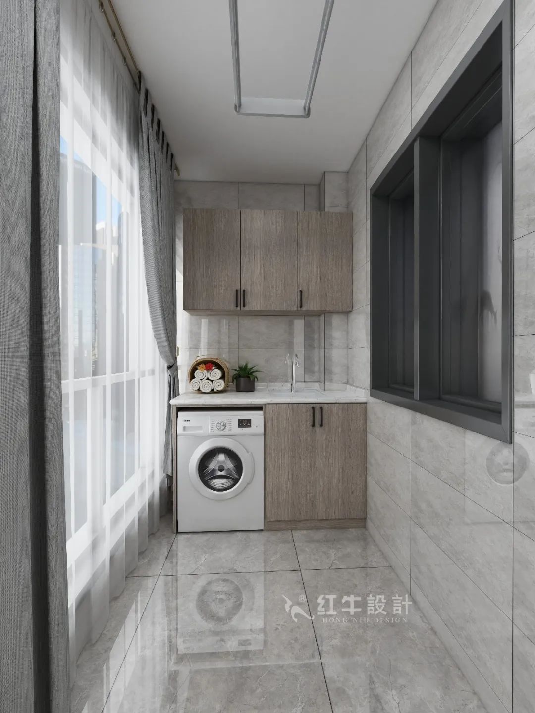 劉萍萍_花崗鴻福城132㎡現(xiàn)代簡約風(fēng)格_兩套小戶型打通變大宅，中西雙廚房+衣帽間打造品質(zhì)生活！11陽臺(tái)