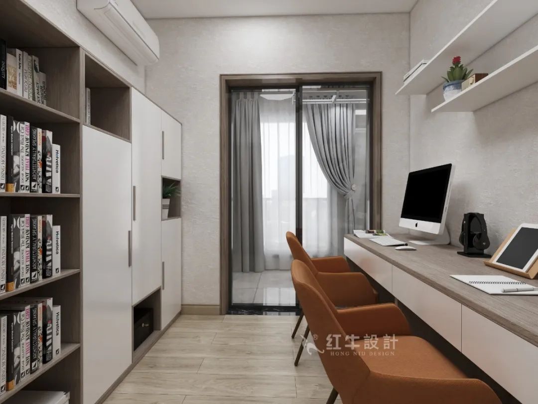 劉萍萍_花崗鴻福城132㎡現(xiàn)代簡約風(fēng)格_兩套小戶型打通變大宅，中西雙廚房+衣帽間打造品質(zhì)生活！12書房