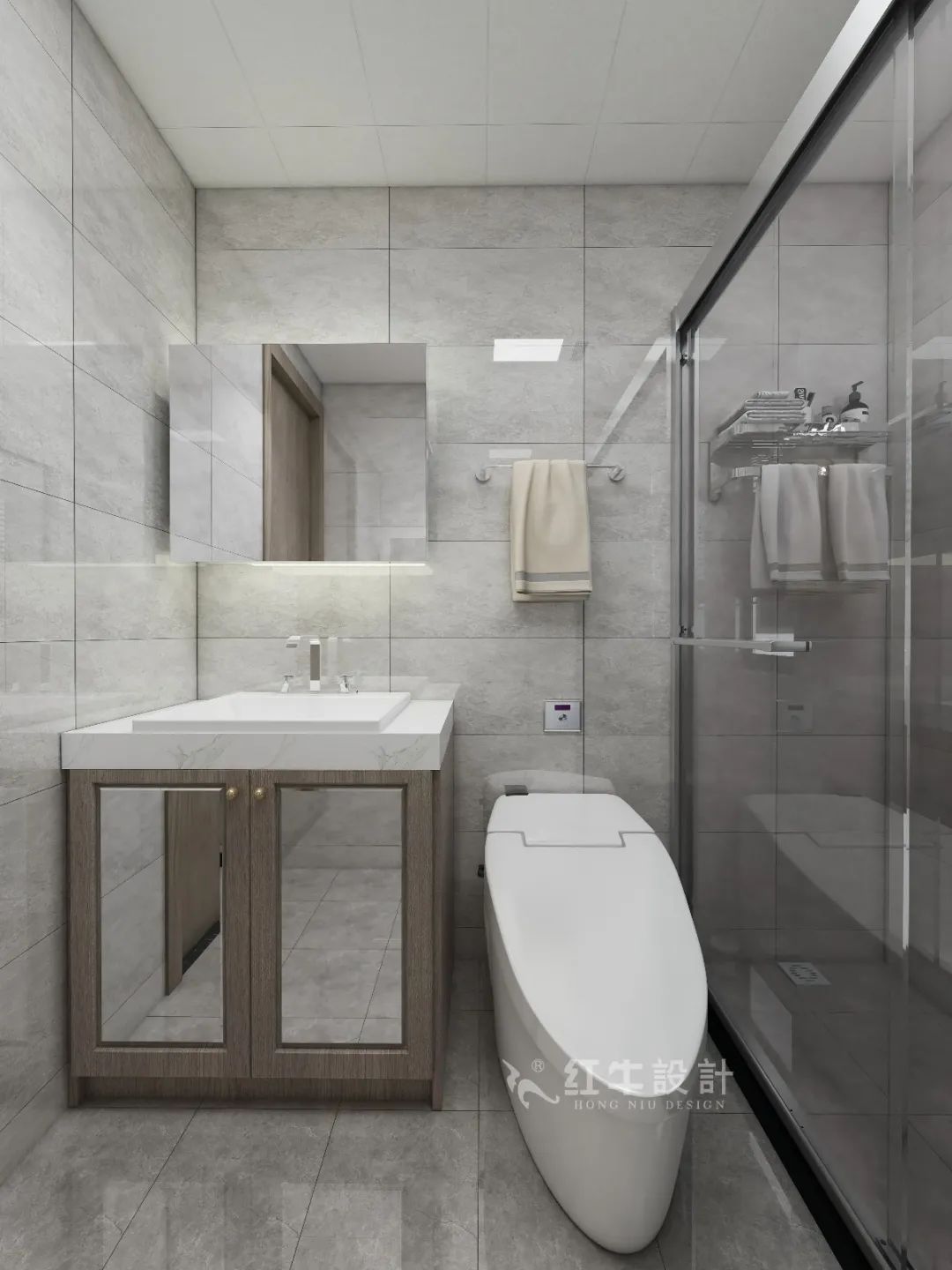 劉萍萍_花崗鴻福城132㎡現(xiàn)代簡約風(fēng)格_兩套小戶型打通變大宅，中西雙廚房+衣帽間打造品質(zhì)生活！17衛(wèi)生間