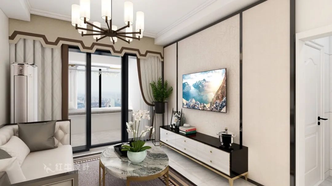 魏明花_明發(fā)財富中心63㎡新中式風(fēng)格--小戶型大利用03客廳