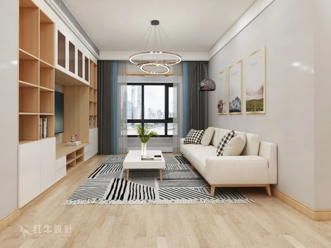 劉萍萍_紅牛設(shè)計--保利金地貝克105㎡北歐風(fēng)格01客廳