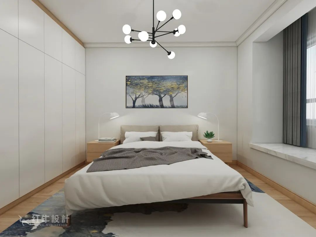 劉萍萍_紅牛設(shè)計--保利金地貝克105㎡北歐風(fēng)格08效果圖欣賞_臥室