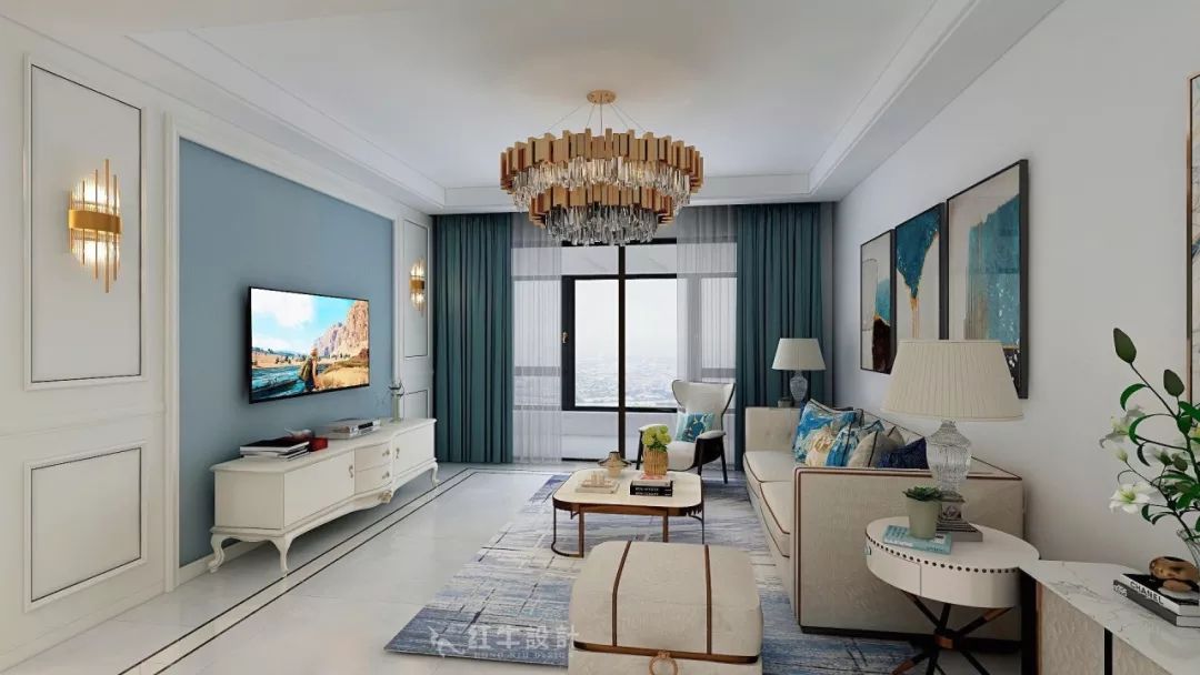 魏明花_紅牛設(shè)計(jì)--大名城 · 紫金九號(hào)118㎡輕奢風(fēng)格05效果圖欣賞_客廳