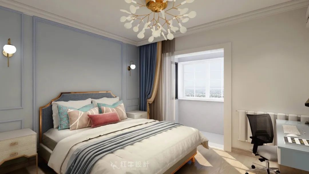 魏明花_紅牛設(shè)計(jì)--大名城 · 紫金九號(hào)118㎡輕奢風(fēng)格08效果圖欣賞_次臥