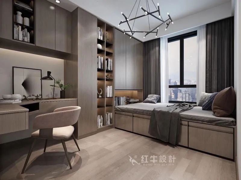 吳波_紅牛設計--中垠紫金官邸100㎡(B戶型)現(xiàn)代簡約07效果圖欣賞_書房