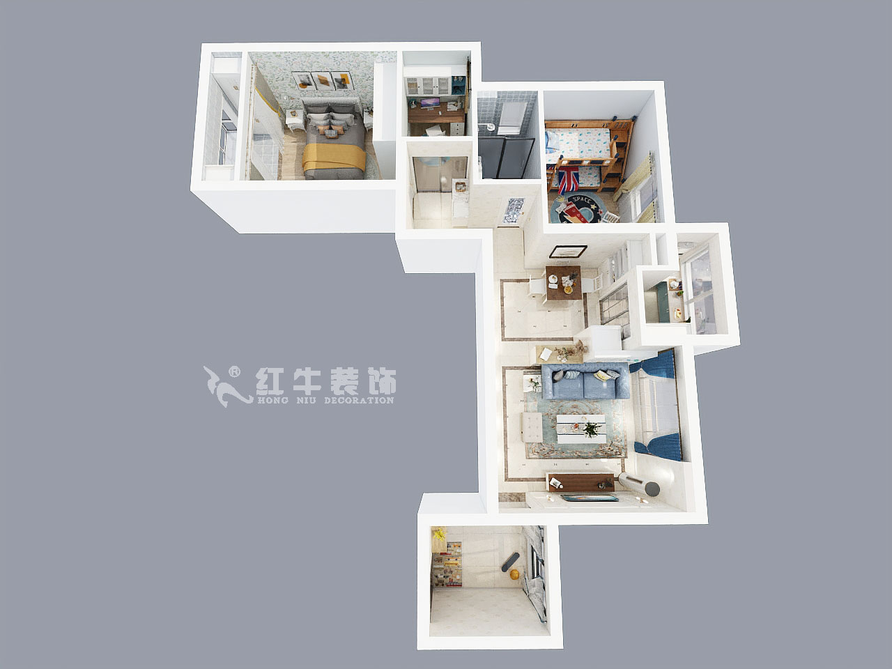 熊皓宇_21世紀國際公寓56-2601-60㎡-現(xiàn)代簡約風格_鳥瞰圖+logo