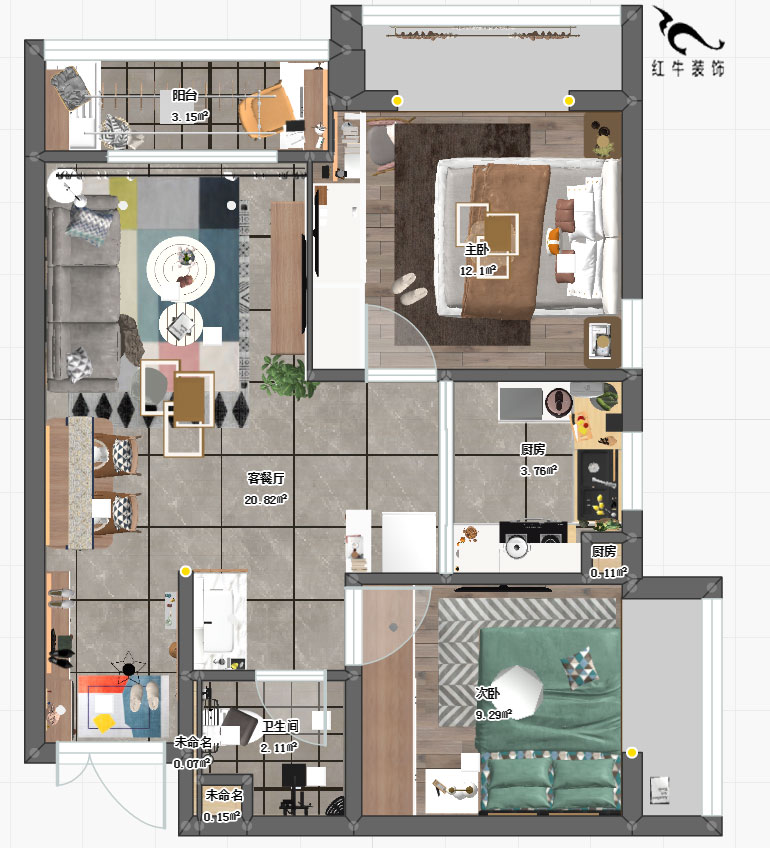 魏明花_明發(fā)財富中心B4-1517-60㎡-現(xiàn)代簡約風格_平面圖+logo