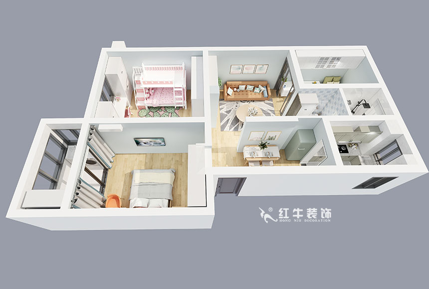 魏明花_西康路3號(hào)12-402-85㎡-北歐風(fēng)格_鳥(niǎo)瞰圖