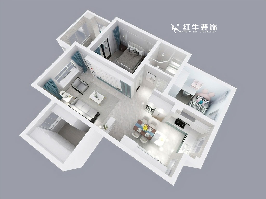 陸利民_東郊小鎮(zhèn)二街區(qū)32-3-206-90㎡-美式輕奢風(fēng)格_三維鳥(niǎo)瞰圖