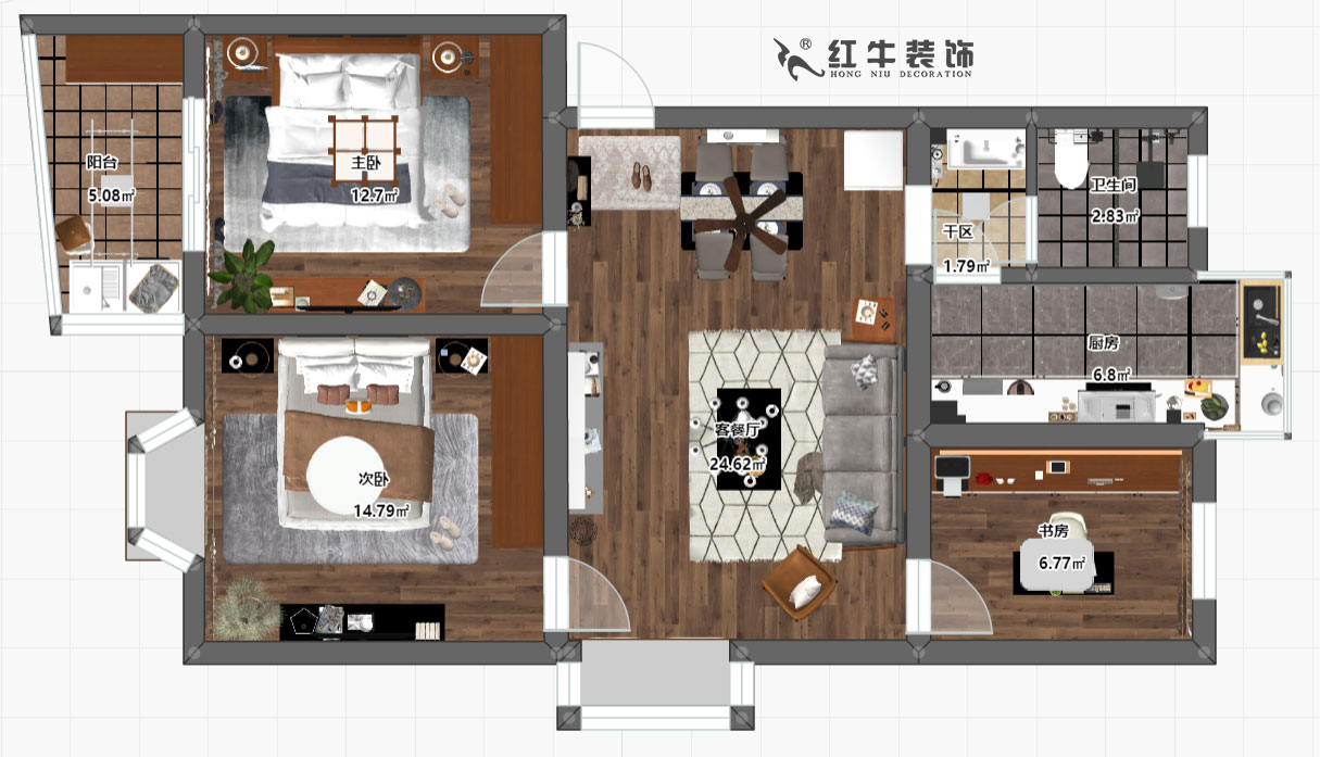 蔣琛_良辰美景14-2-401-90㎡-現(xiàn)代簡(jiǎn)約風(fēng)格_平面彩圖