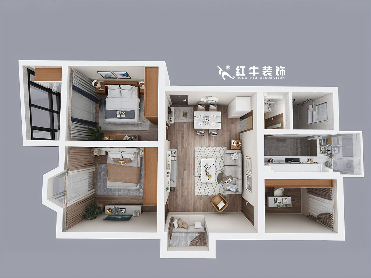 蔣琛_良辰美景14-2-401-90㎡-現(xiàn)代簡(jiǎn)約風(fēng)格_鳥(niǎo)瞰圖