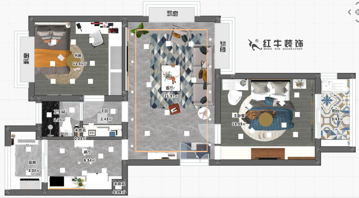 熊皓宇_金蕊家苑2-706-80㎡-簡約風(fēng)格_彩平面
