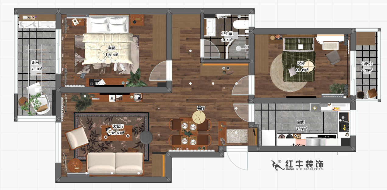 劉小勇_東郊美樹苑6-202-100㎡-現(xiàn)代簡約風(fēng)格_2室1衛(wèi)_成品家¥15萬00彩平圖