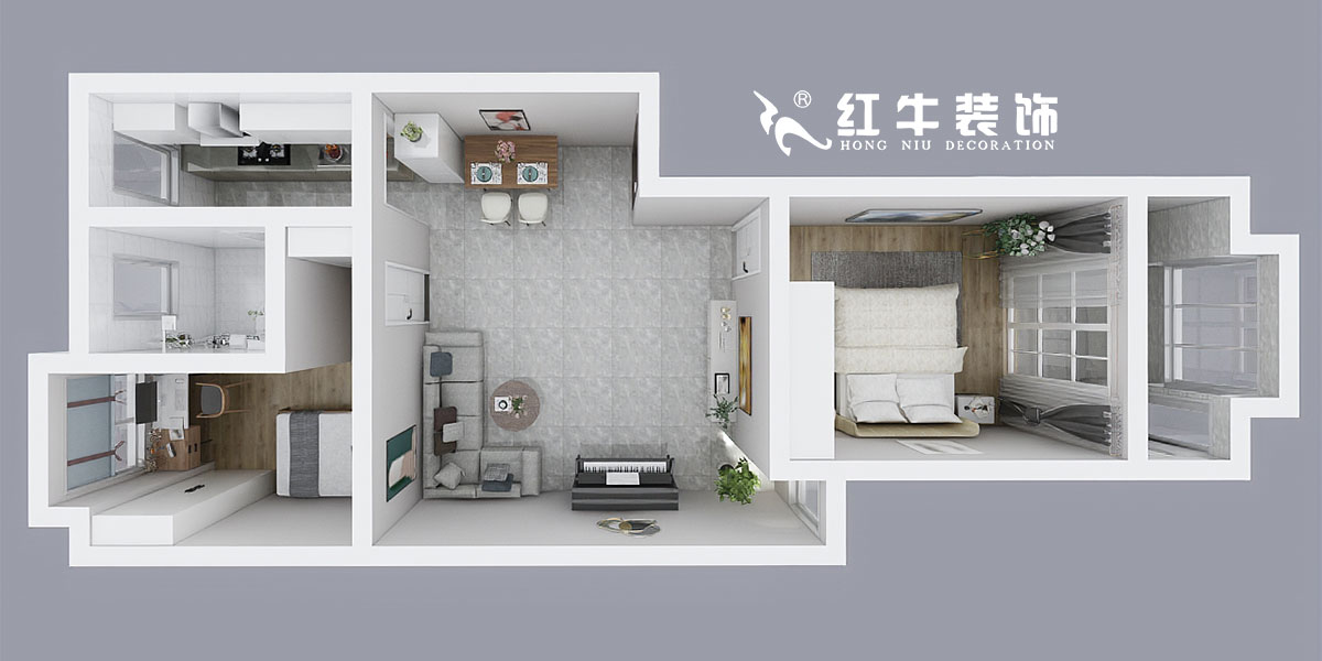 魏明花_一品嘉園2-305-76㎡-簡約風格_2室1廳1衛(wèi)_成品家¥117416→00鳥瞰圖