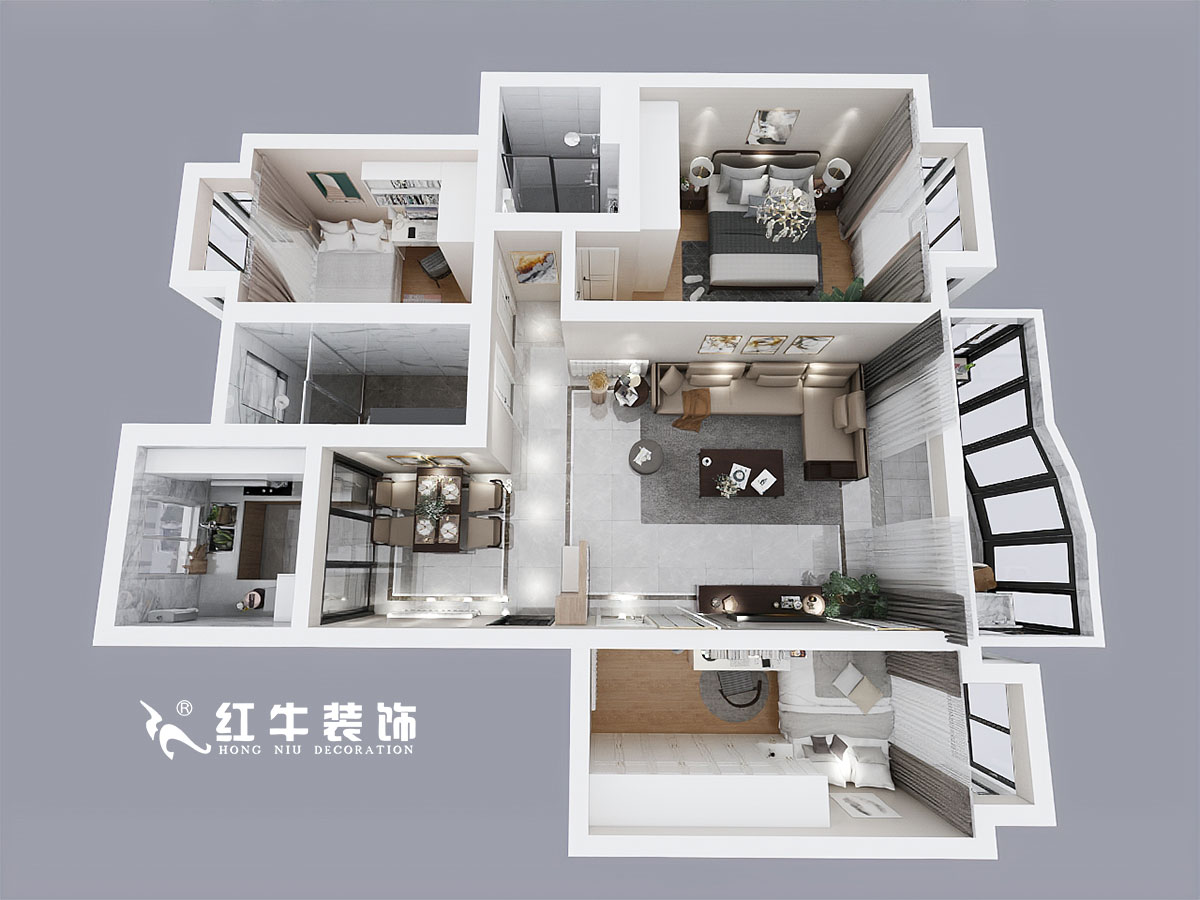 吳波_黃埔鑫園13-505-116㎡-現(xiàn)代風(fēng)格_3室2廳2衛(wèi)_定制家¥162554→00鳥瞰圖