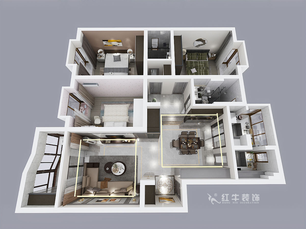 郭志成_楓丹白露24-202-130㎡-輕奢簡美風(fēng)格_3室2廳2衛(wèi)(老房裝修)_定制家¥201600_00_04鳥瞰圖