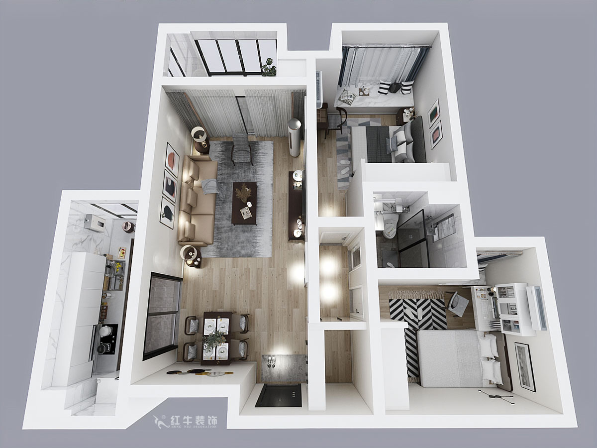 魏明花_鳳凰熙岸一期5-1-402-99㎡-現(xiàn)代風(fēng)格_2室2廳2衛(wèi)(二手房重新裝修-)_定制家¥150550_全包15