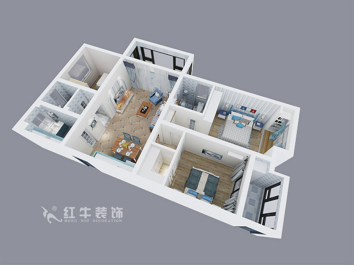 陸利民_碧景山莊6-201-117㎡-地中海風(fēng)格_3室2廳2衛(wèi)(新房裝修)_成品家¥156700_全包15