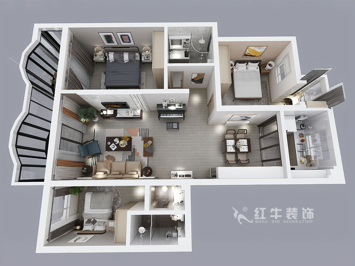 仇美蓉_半山花園4-2-304-125㎡-現(xiàn)代風格_3室2廳2衛(wèi)(老房裝修)_定制家¥184867_全包18