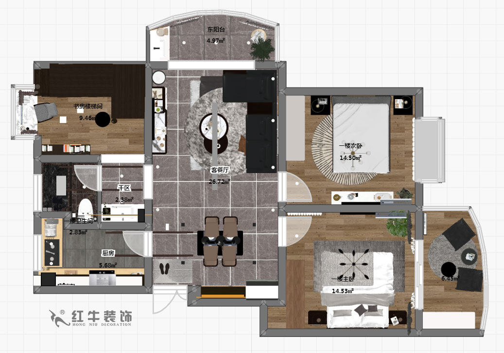 郭志成_墨香山莊25-1101-197㎡-輕奢簡美風格_5室3廳2衛(wèi)(老房裝修)_定制家¥260180_全包26萬00_05一樓彩平圖