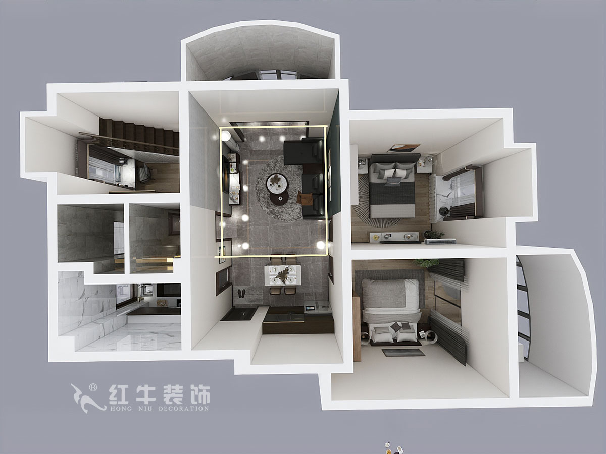 郭志成_墨香山莊25-1101-197㎡-輕奢簡美風格_5室3廳2衛(wèi)(老房裝修)_定制家¥260180_全包26萬00_07鳥瞰圖1樓