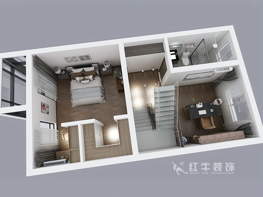 陸利民_香地美舍602-156㎡-新中式風格_5室2廳3衛(wèi)(新房裝修)_定制家¥208000_全包25萬00_14二樓鳥瞰圖