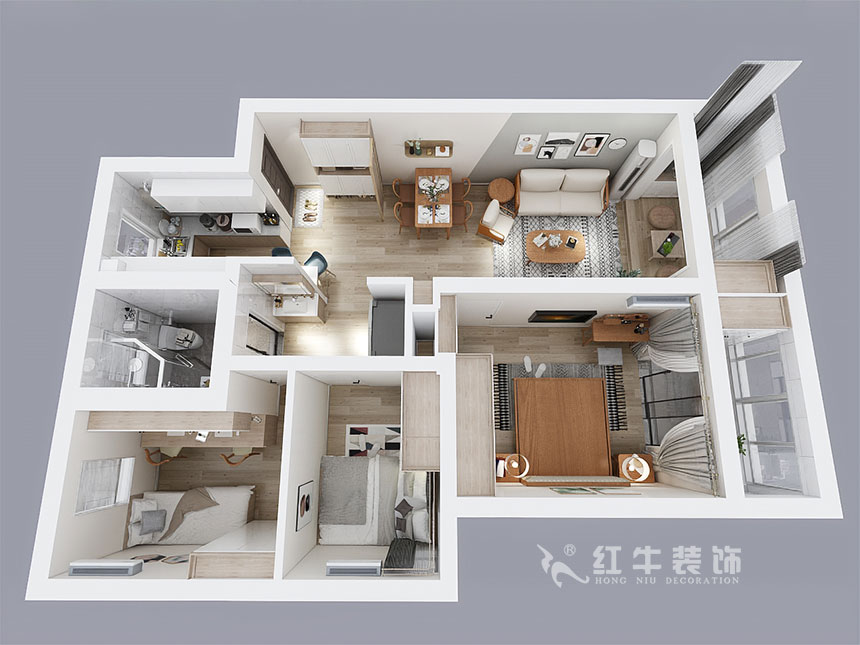 劉萍萍_金墻花苑3-704-90㎡-北歐風(fēng)格_3室2廳1衛(wèi)(老房裝修)_定制家¥144656_全包14