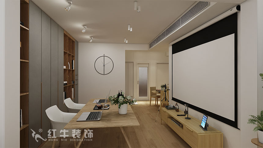 魏利利_津橋華府82㎡現(xiàn)代簡(jiǎn)約｜顛覆傳統(tǒng)客廳，即是休閑書(shū)吧又是影院05客廳