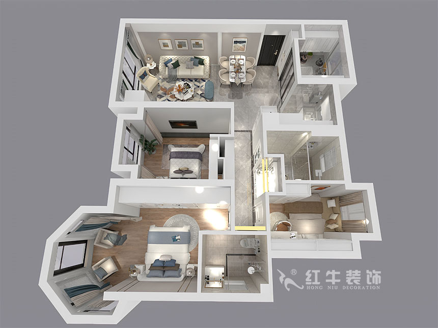 蔣琛_中南世紀(jì)雅苑6-801-105㎡-簡歐輕奢風(fēng)格_3室2廳2衛(wèi)(二手房裝修)_定制家¥176971_全包15萬00_04鳥瞰圖