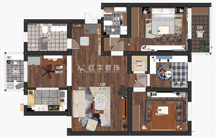 蔣琛_時代雅居21-502-130㎡-現(xiàn)代簡約風格_3室2廳2衛(wèi)(老房裝修)_定制家¥150011_全包15萬00_03彩平圖