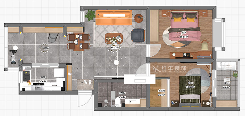 魏明花_標(biāo)營(yíng)4號(hào)17-2-203-94㎡-現(xiàn)代簡(jiǎn)約風(fēng)格_2室2廳1衛(wèi)(二手房裝修)_成品家¥134154_全包13