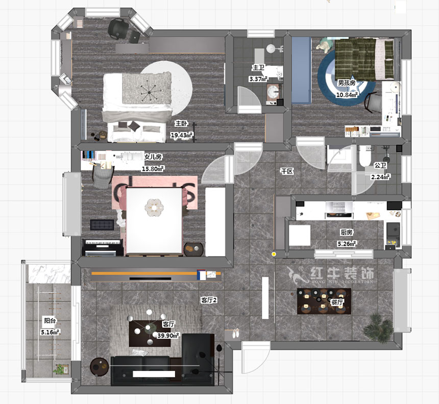 吳波_陽光雅居9-306-119㎡-現(xiàn)代風(fēng)格_3室2廳2衛(wèi)(舊房裝修)_成品家¥165860_全包16