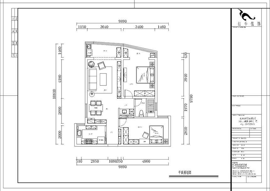熊皓宇_海德衛(wèi)城2-3-2202-100㎡-簡約歐式風格_2室2廳1衛(wèi)(老房翻新)_成品家¥144000_全包14萬00_02平面布置圖